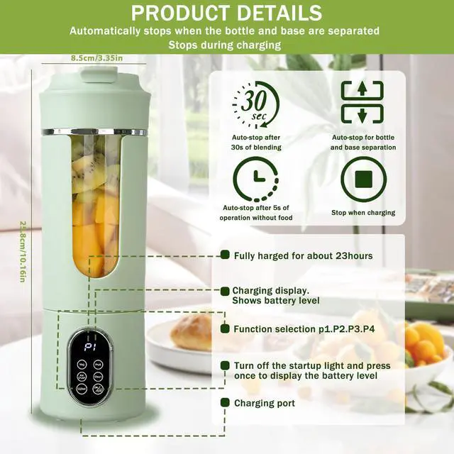 Alt view image 4 of 7 - Portable Blender 530ml Fruit Veggie Juicer