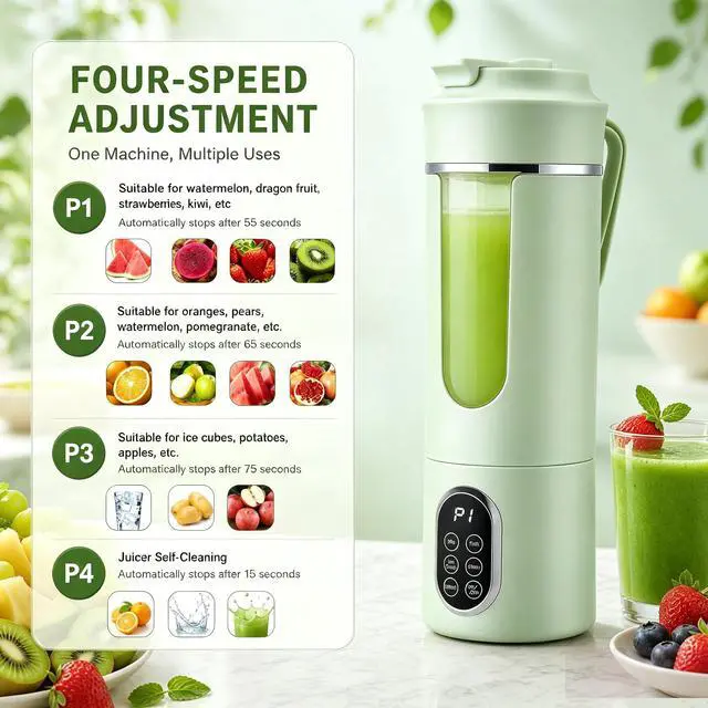 Alt view image 2 of 7 - Portable Blender 530ml Fruit Veggie Juicer