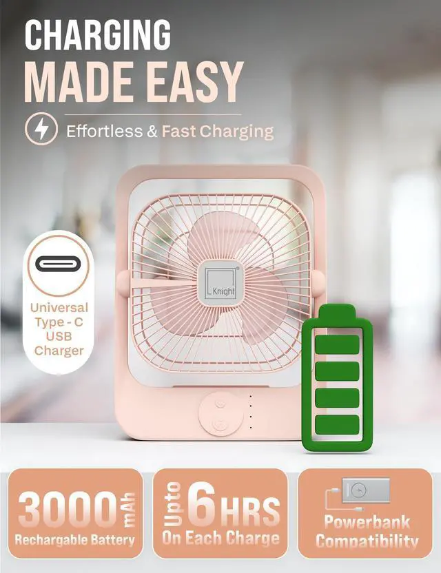 Main image of USB Rechargeable Portable Fan 3000mAh Battery