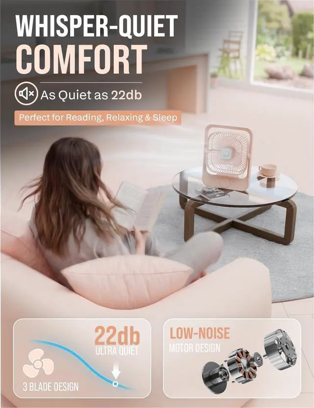 Alt view image 3 of 7 - USB Rechargeable Portable Fan 3000mAh Battery