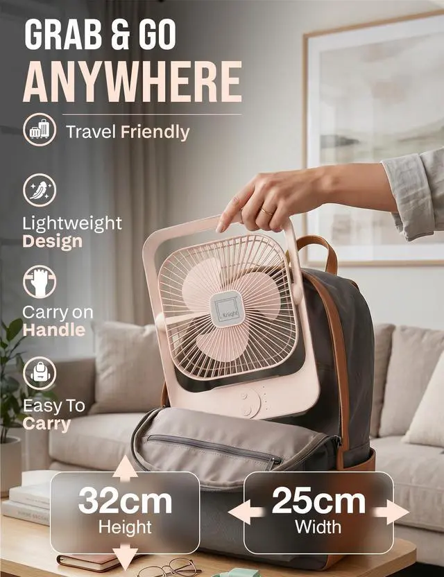 Alt view image 6 of 7 - USB Rechargeable Portable Fan 3000mAh Battery