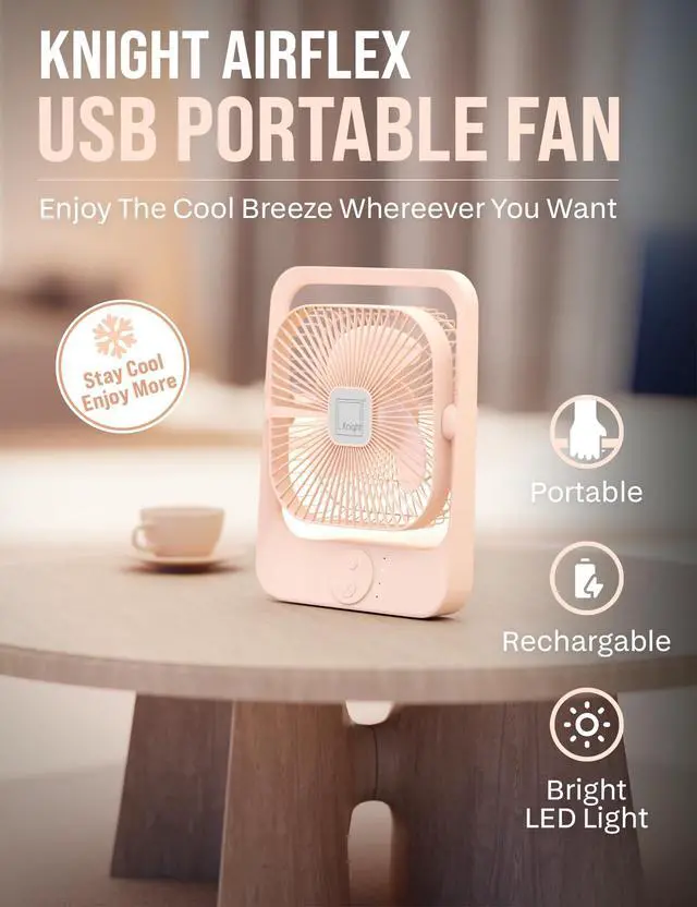 Alt view image 7 of 7 - USB Rechargeable Portable Fan 3000mAh Battery