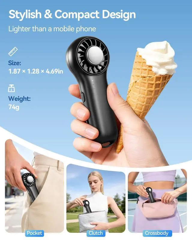 Alt view image 4 of 7 - Handheld Fan with Active Ice Cooler