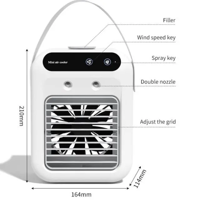 Alt view image 5 of 7 - Portable Fan Original - New & Improved 2026 Version with Water Tank (16 * 11 * 21cm-1PCS)