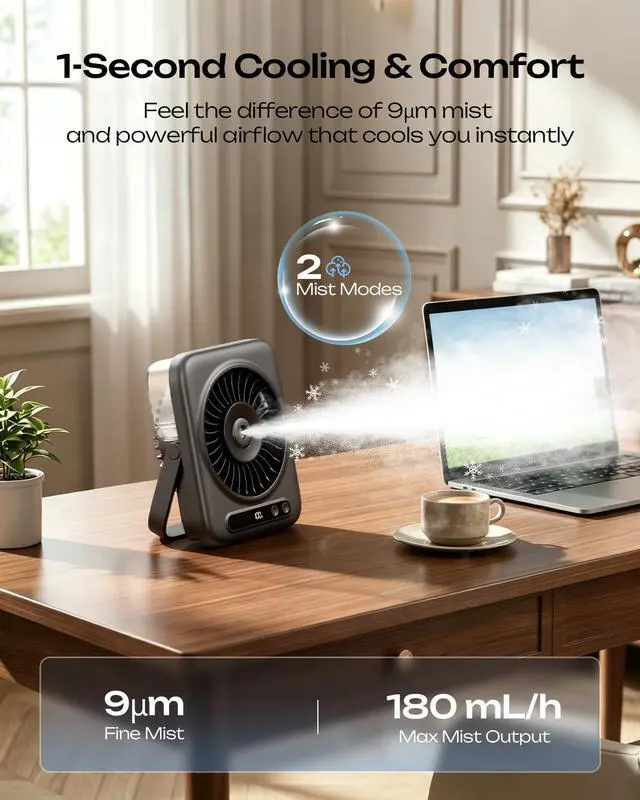 Alt view image 3 of 7 - Otlonpe Portable Misting Fan Small Desk Air Conditioner