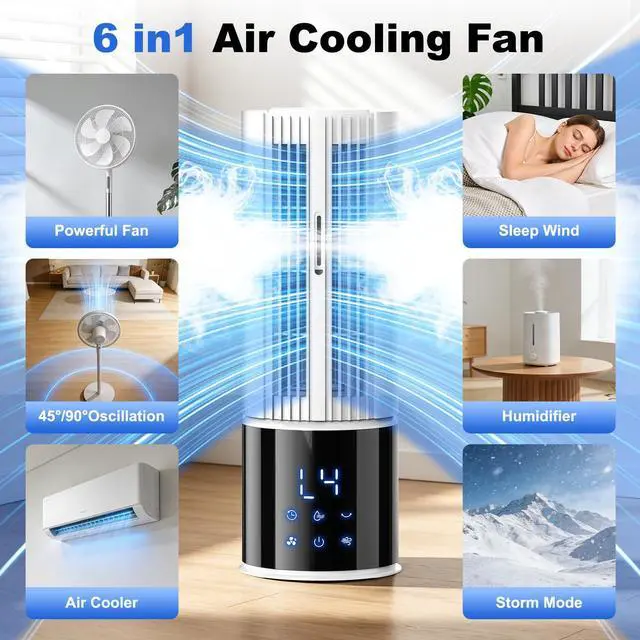 Main image of Portable Air Conditioner Air Cooler 6-in-1 Portable Tower Fan 3 Speeds