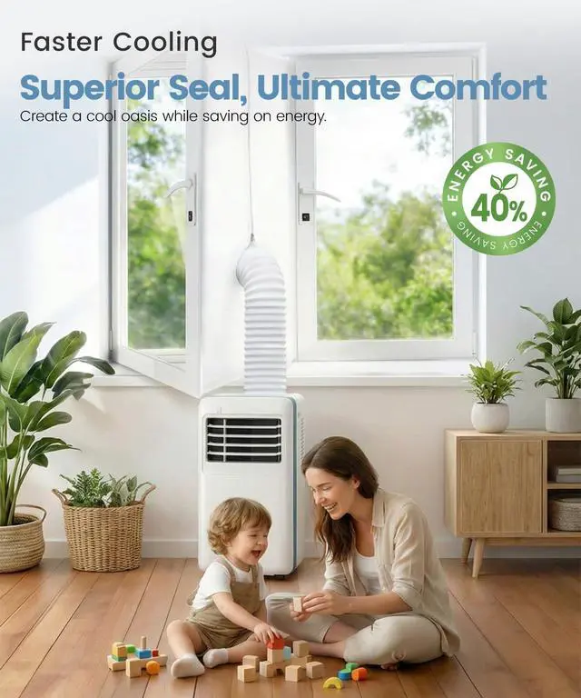 Alt view image 2 of 7 - Portable Air Conditioner Window Seal with Non-Slip Two-Way Zippers