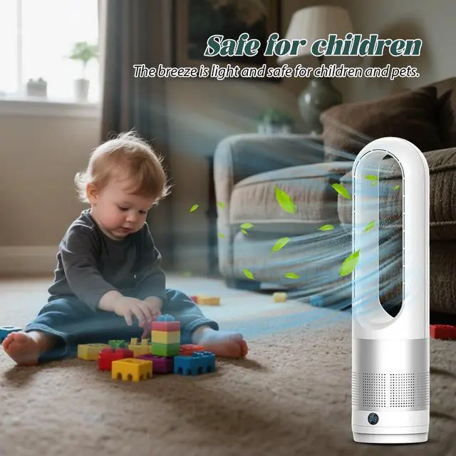 Alt view image 3 of 7 - 56cm Bladeless Tower Fan with Air Purifier