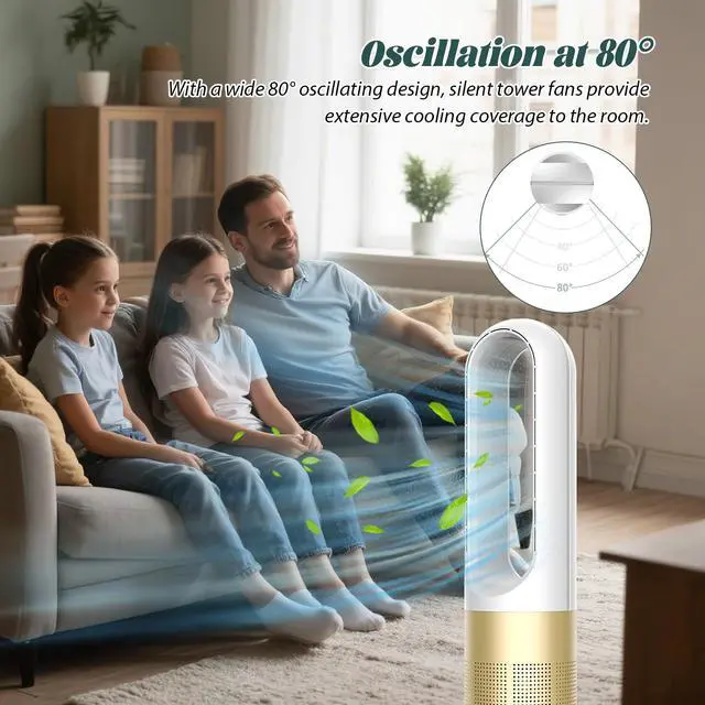 Alt view image 5 of 7 - 56cm Bladeless Tower Fan with Air Purifier