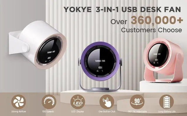 Alt view image 6 of 7 - USB Desktop Fan with LED Display & Long Battery Life