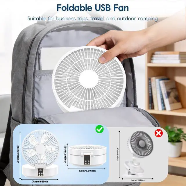 Alt view image 7 of 7 - Powerful Quiet Desk Fan Camping Fan with LED Light