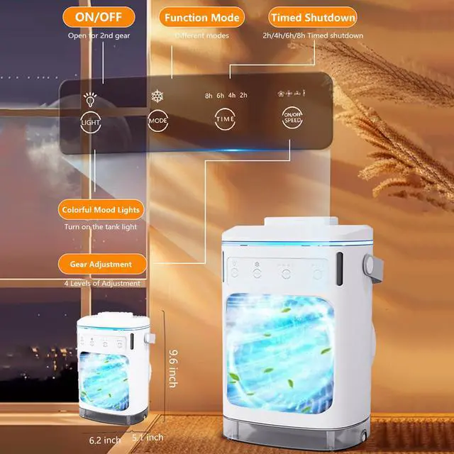 Alt view image 2 of 7 - Portable Air Conditioners 7 Color Light & 900ml Large Tank