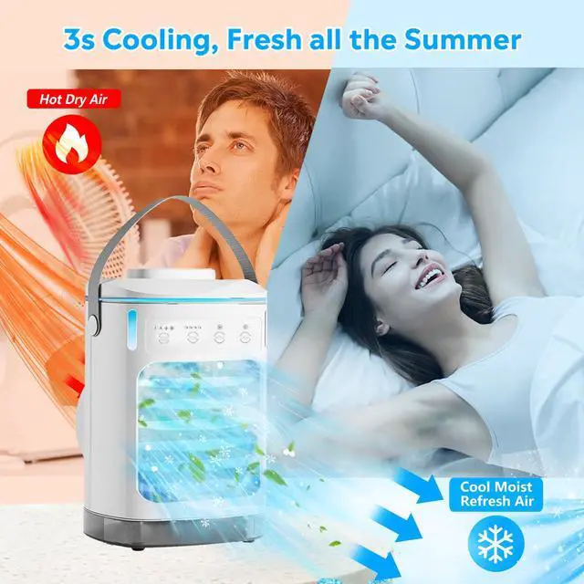 Alt view image 3 of 7 - Portable Air Conditioners 7 Color Light & 900ml Large Tank