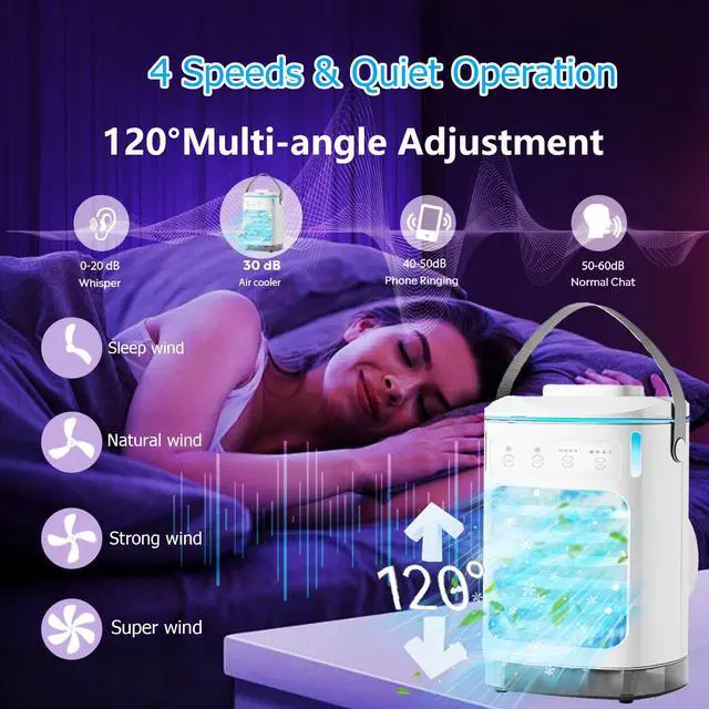 Alt view image 5 of 7 - Portable Air Conditioners 7 Color Light & 900ml Large Tank