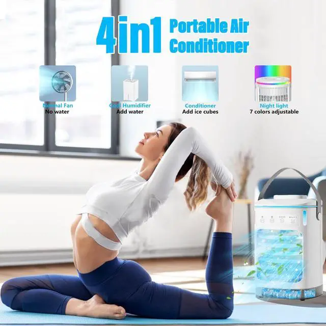 Alt view image 6 of 7 - Portable Air Conditioners 7 Color Light & 900ml Large Tank