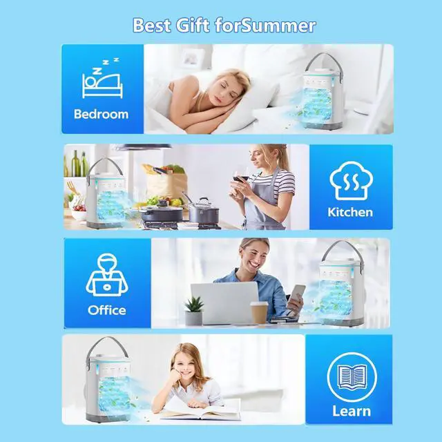 Alt view image 7 of 7 - Portable Air Conditioners 7 Color Light & 900ml Large Tank