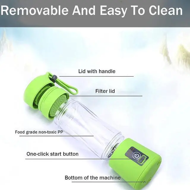 Alt view image 2 of 6 - Portable Blender 380ml USB Rechargeable Mini Blender