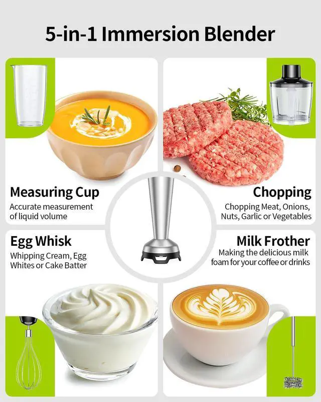 Alt view image 5 of 6 - Hand Blender Variable Speed 5 in 1 Stick Blenders
