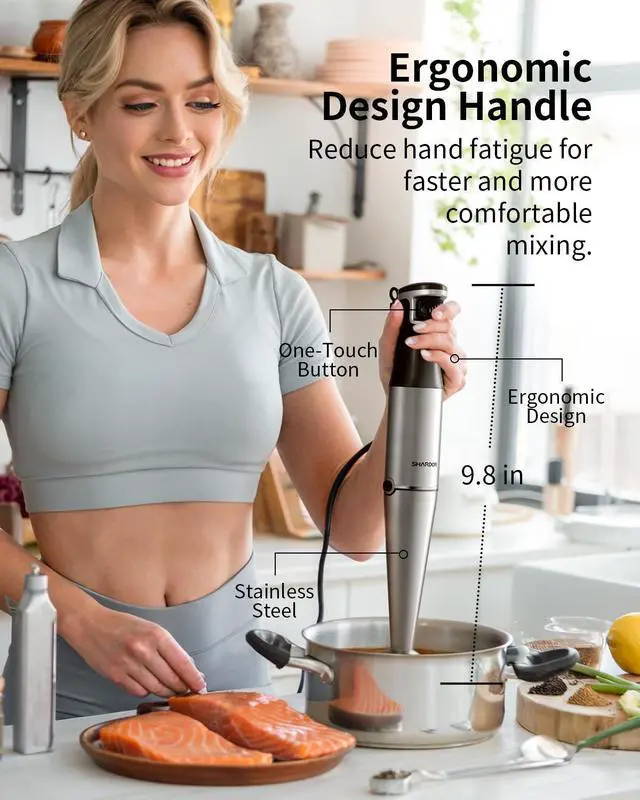 Alt view image 6 of 6 - Hand Blender Variable Speed 5 in 1 Stick Blenders