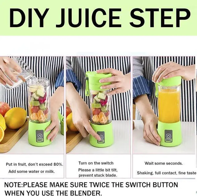 Alt view image 3 of 6 - Portable Blender 380ml USB Rechargeable Mini Blender