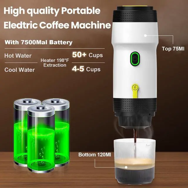 Alt view image 4 of 6 - Portable Coffee Maker - Mini Espresso Machine with USB Charging & Car Adapter