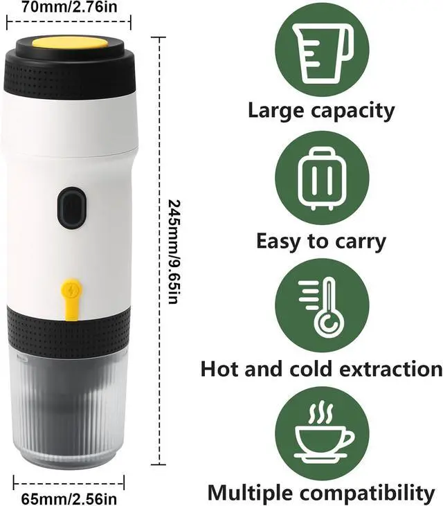 Alt view image 5 of 6 - Portable Coffee Maker - Mini Espresso Machine with USB Charging & Car Adapter