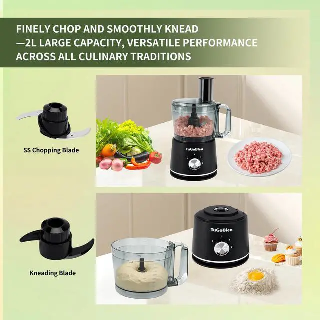 Alt view image 3 of 6 - 7-in-1 Multifunctional Food Processor with 2L Processing Bowl