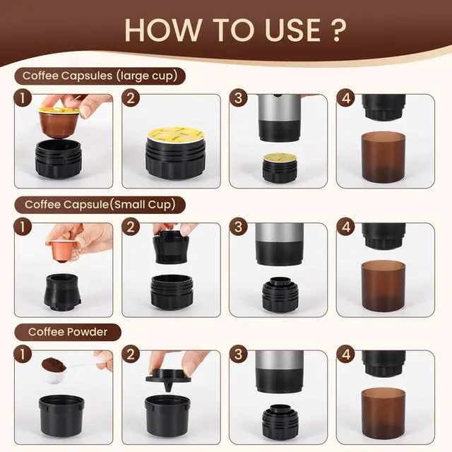 Alt view image 4 of 6 - 3 in 1 Portable Espresso Maker
