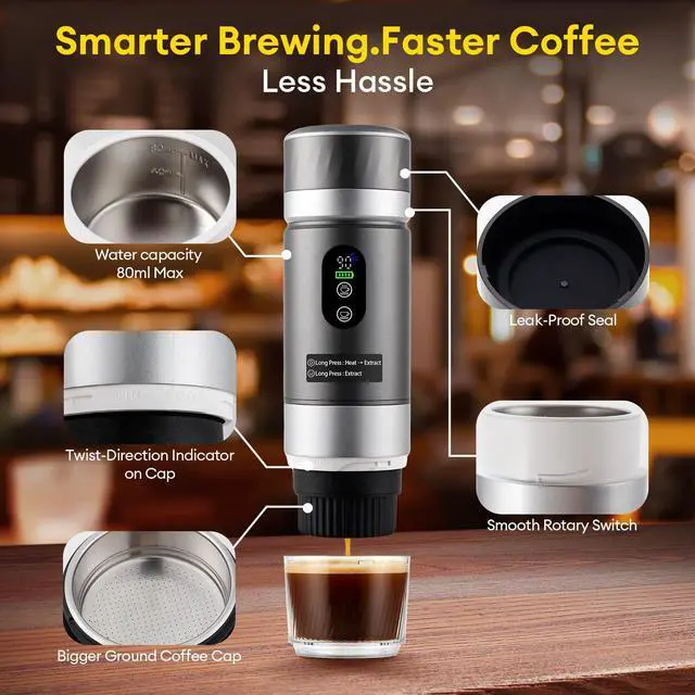 Alt view image 3 of 6 - Travel Portable Coffee Maker 3 In 1 Espresso Machine