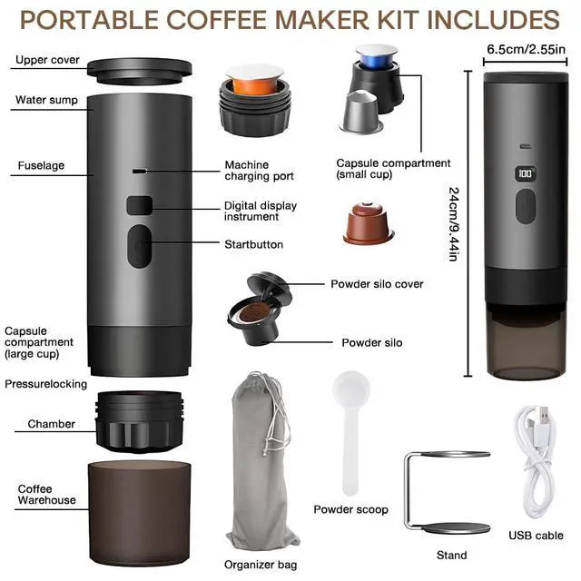 Alt view image 3 of 6 - 3-in-1 Portable Coffee Maker Espresso Coffee Machine