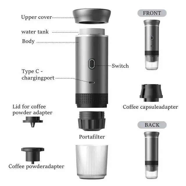 Alt view image 6 of 6 - Portable Electric Espresso Coffee Maker