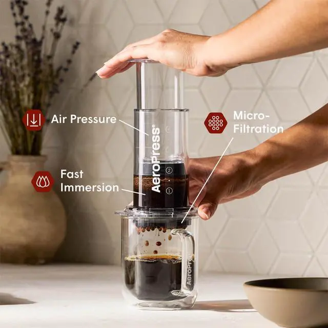 Alt view image 2 of 6 - AeroPress Clear Coffee Press 3 in 1 brew method combines French Press