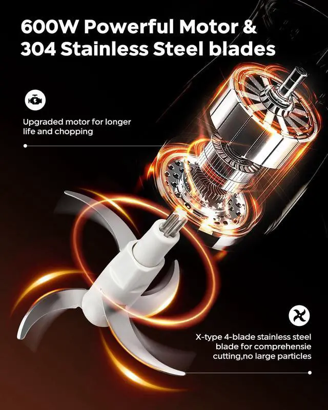 Alt view image 3 of 6 - 2L+1.8L 600W Electric Food Processors