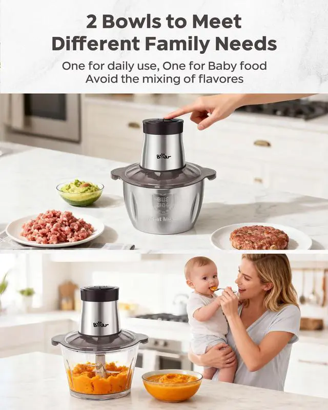 Alt view image 6 of 6 - 2L+1.8L 600W Electric Food Processors