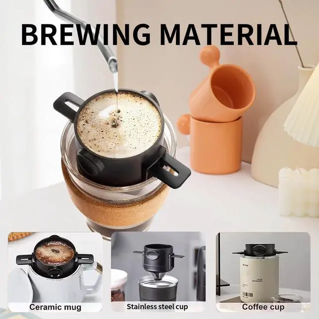 Alt view image 4 of 5 - Pour Over Coffee Dripper Reusable Stainless Steel Filter Portable Manual Coffee Maker for Travel