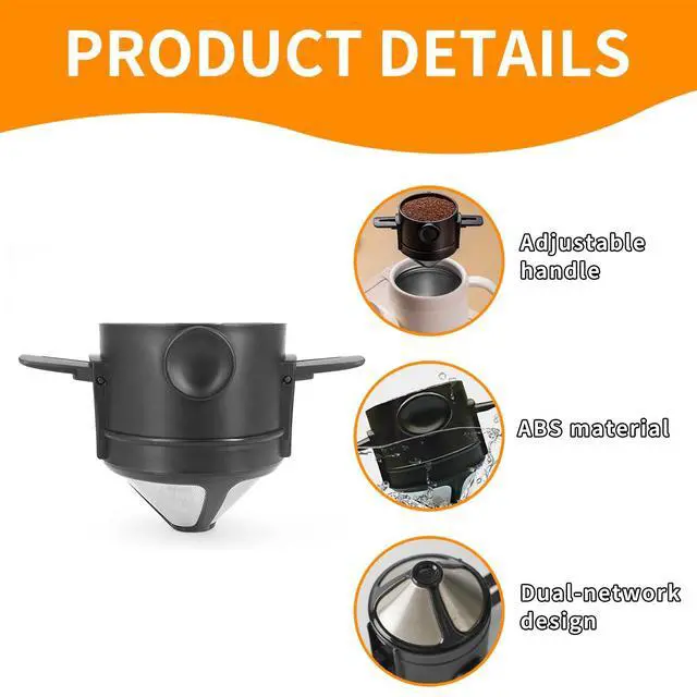 Alt view image 3 of 5 - Pour Over Coffee Dripper Reusable Stainless Steel Filter Portable Manual Coffee Maker for Travel