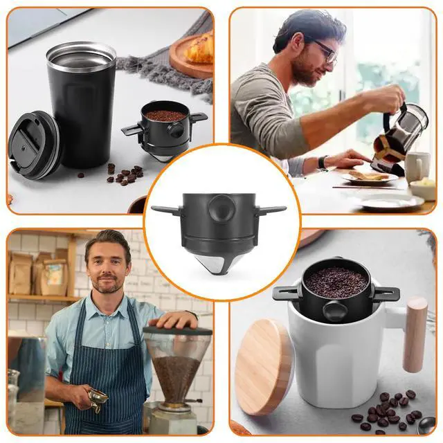 Alt view image 5 of 5 - Pour Over Coffee Dripper Reusable Stainless Steel Filter Portable Manual Coffee Maker for Travel
