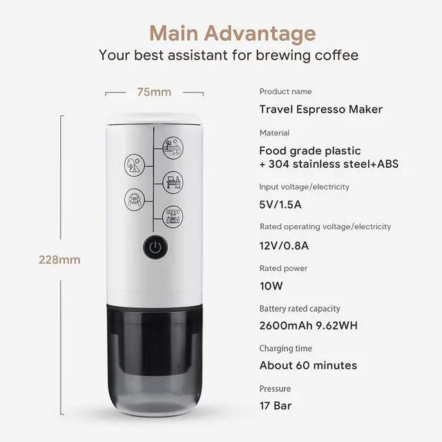 Alt view image 3 of 7 - 3 in 1 Portable Espresso Machine with NO Heating Function