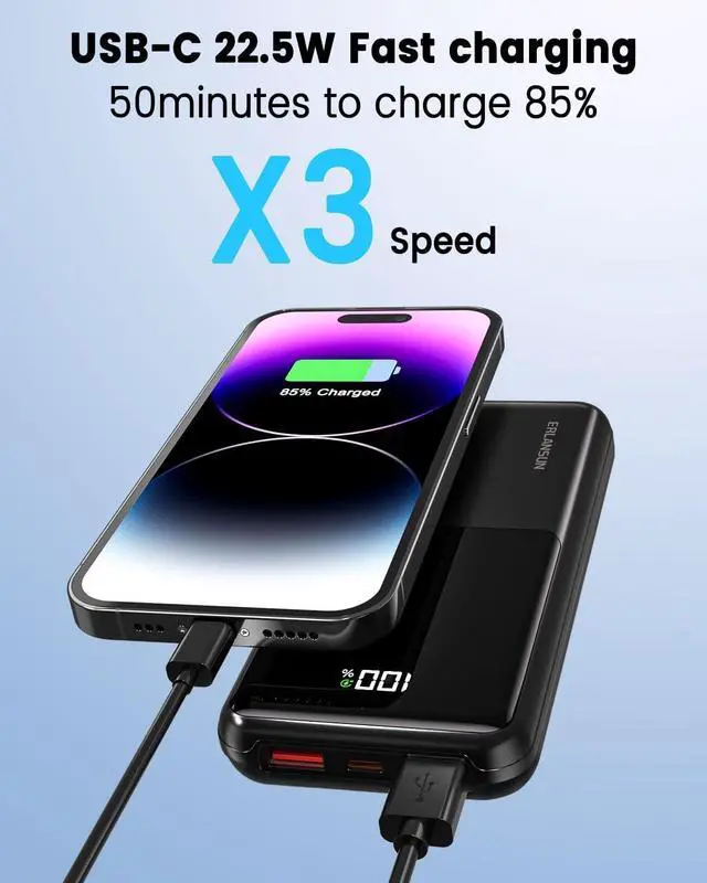 Alt view image 2 of 7 - Power Bank Fast Charging 20000mAh 22.5W