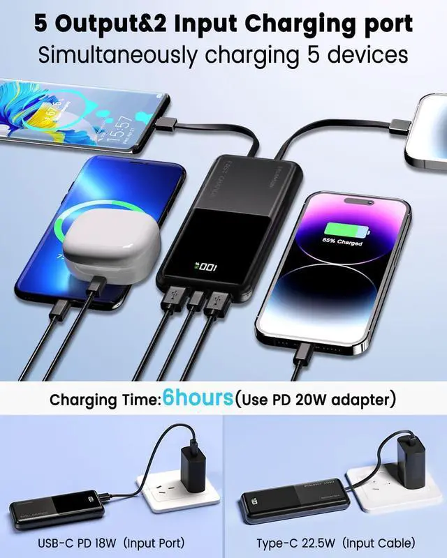 Alt view image 3 of 7 - Power Bank Fast Charging 20000mAh 22.5W
