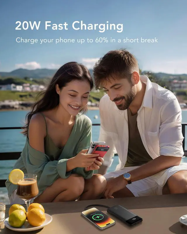 Alt view image 5 of 7 - Power Bank 20W Built-in 4 Cables Fast Charing Portable Charger