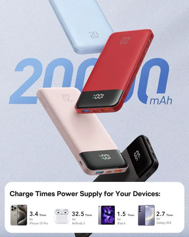 Alt view image 4 of 7 - Power Bank 20W Built-in 4 Cables Fast Charing Portable Charger