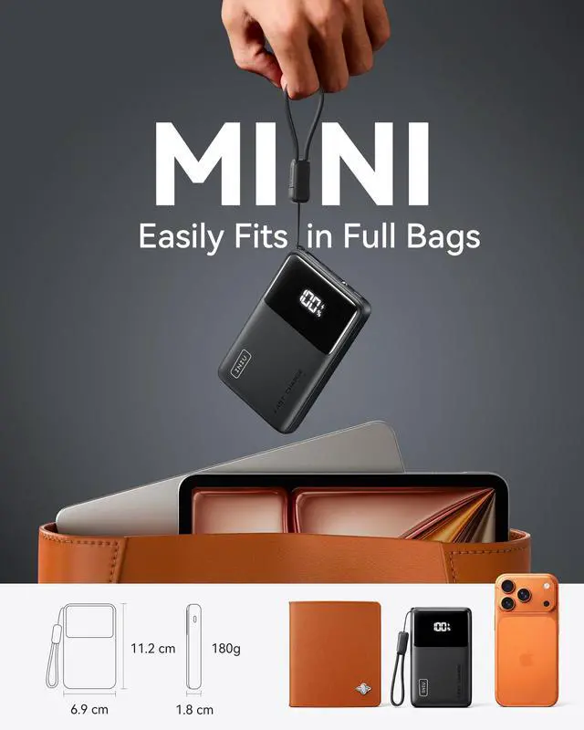 Alt view image 3 of 7 - Power Bank 10000mAh 45W PD Portable Charger