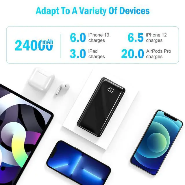 Alt view image 4 of 7 - Power Bank 24000mAh 3.7V 88.8Wh Phone Charger Battery Pack