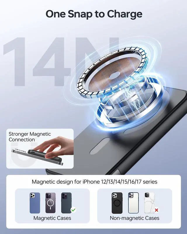 Alt view image 3 of 7 - For Magsafe Power Bank Portable Charger 12000mAh
