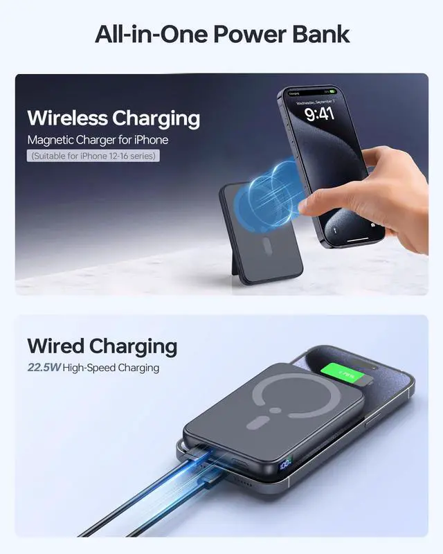 Alt view image 4 of 7 - For Magsafe Power Bank Portable Charger 12000mAh