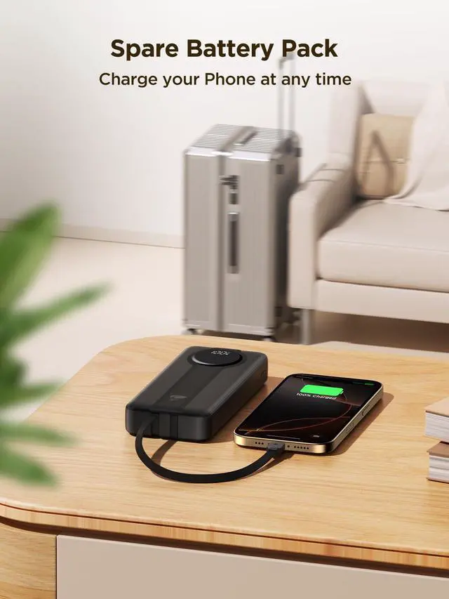 Alt view image 7 of 7 - 20000mAh Power Bank with Built-in USB-C & Lightning Cables