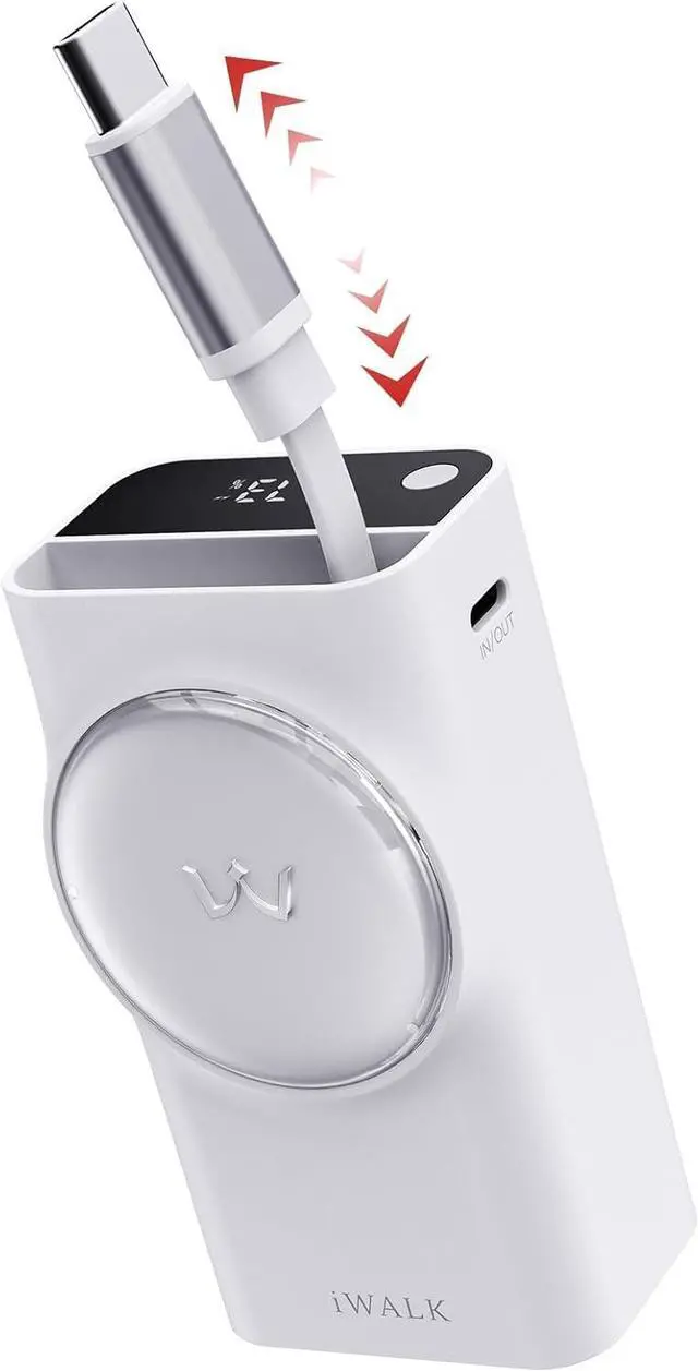 Alt view image 7 of 7 - Power Bank Built-in 70cm/27.5 inches USB-C Retractable Cable