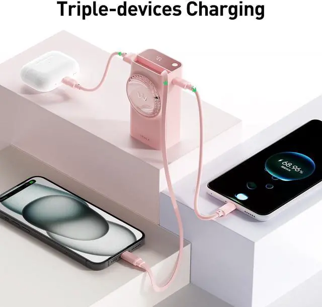 Alt view image 5 of 7 - Power Bank Built-in 70cm/27.5 inches USB-C Retractable Cable