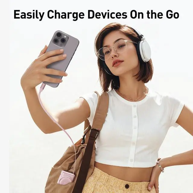 Alt view image 6 of 7 - Power Bank Built-in 70cm/27.5 inches USB-C Retractable Cable